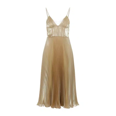 Prada Pleated Strapless Midi Dress In Silver