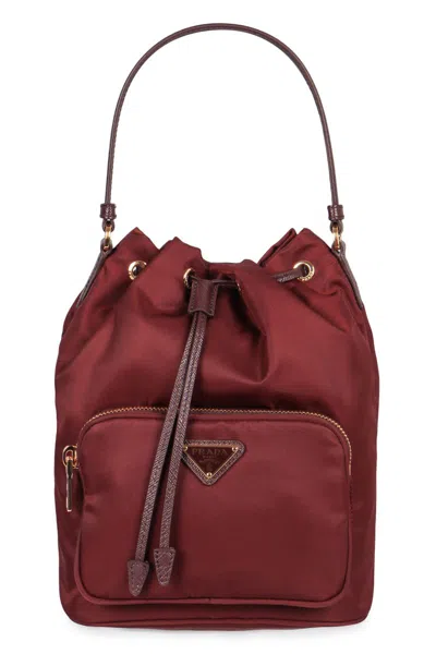 Prada Duet Bucket Bag In Red