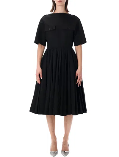 Prada Gabardine Fit-and-flare Dress In Black