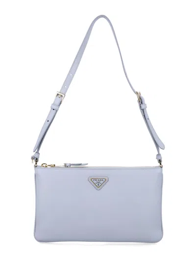 Prada Leather Pouch With Logo In Gold