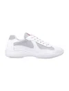 Prada Two-material Leather And Tech Fabric Sneaker In Gray