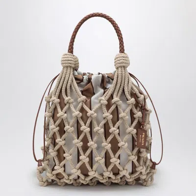 Prada Noué Medium Bag In Rope/camel In Sand