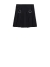 Prada Pleated Miniskirt In Gabardine With Metal Rings In Black