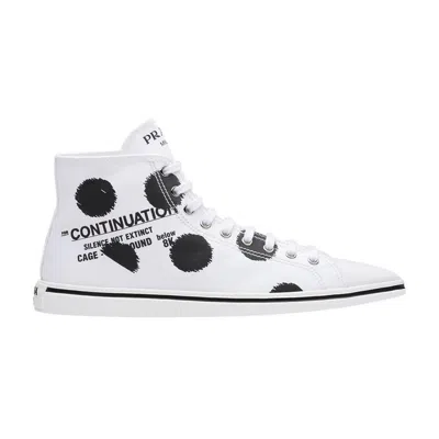 Pre-owned Prada Point-toe Canvas High 'polka Dot - White Black' | Men's Size 4