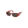 Prada Womens Orange Pr 17ws Rectangular-frame Acetate Sunglasses