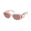 Prada Womens Pink Pr 17ws Rectangular-frame Acetate Sunglasses