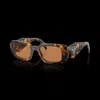 Prada Womens Yellow Pr 17ws Rectangle-frame Acetate Sunglasses In Brown