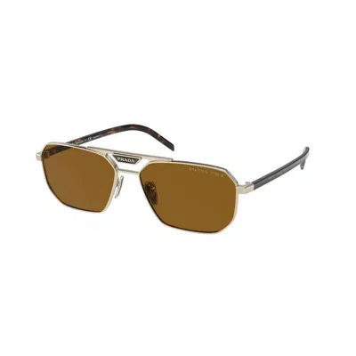Prada Pr 58ys Zvn5y1 57mm Unisex Rectangle Sunglasses In Neutral