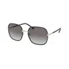 Prada Womens Black Pr 67xs 58 Rectangle-frame Metal Sunglasses In Gray