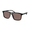 Prada 56mm Polarized Rectangular Sunglasses In Black