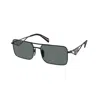 Prada Triangle-logo Rectangle-frame Sunglasses In Gray