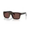 Prada Cigar Acetate Rectangular Sunglasses In Brown