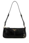 Prada Re-edition 2002 Medium Shiny Finish Leather Shoulder Bag In Black
