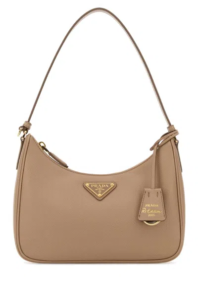Prada 米色皮革  Re Edition 2005 单肩包 In Neutral
