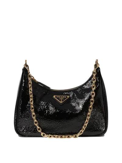 Prada " Re-edition" Mini Shoulder Bag In Black