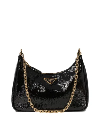 Prada " Re-edition" Mini Shoulder Bag In Black