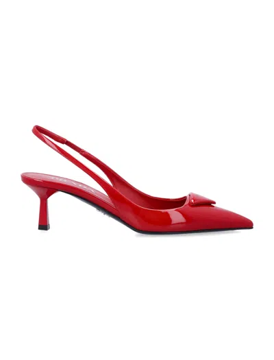 Prada Red Patent Slingback Pumps
