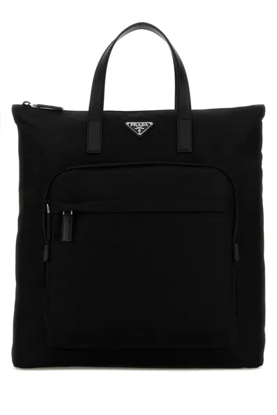 Prada Re-nylon Tote Bag In Black