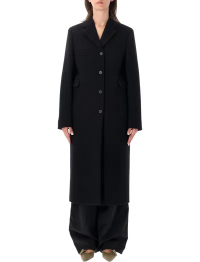 Prada Shetland Wool Single-breasted Coat In Black