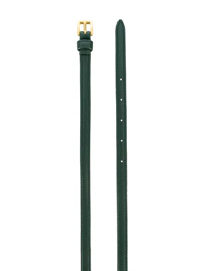 Prada Skinny Buckled Belt In Dark Green