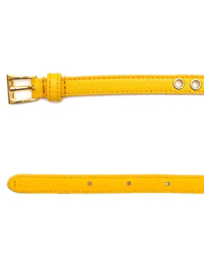 Prada Skinny Eyelet Belt Mimosa In Yellow