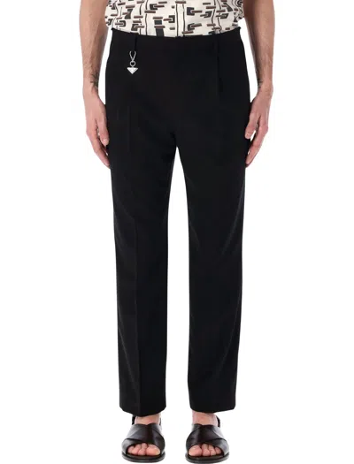 Prada Modern Slim Fit Tailored Trousers Size 48 In Black