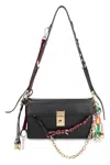 Prada Soft Sound Small Leather Shoulder Bag With Charms In Black
