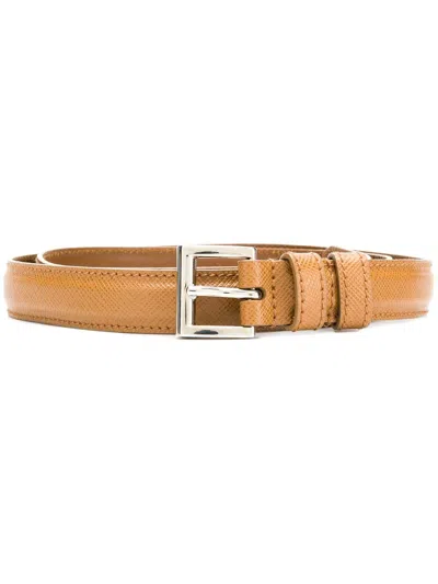Prada Square Buckle Belt In Beige