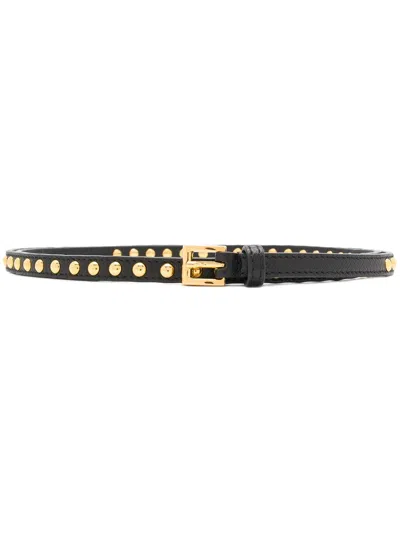Prada Stud Detail Belt In Black /gold