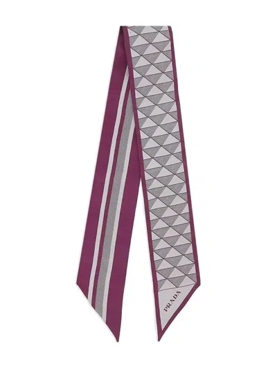 Prada Symbole Print Silk Skinny Scarf In Pattern