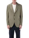 Prada Poplin Blazer Regular Fit Notch Lapel In Green