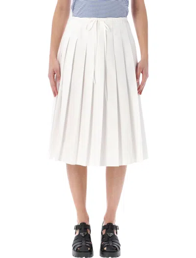 PRADA PRADA PRADA WHITE PLEATED MIDI SKIRT