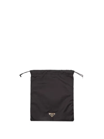 Prada Wish Re-nylon Drawstring Pouch In Black