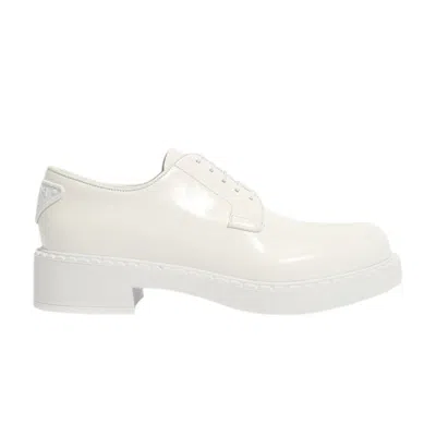Pre-owned Prada Wmns Brushed Spazzolato Leather Derby 'white' | Women's Size 5