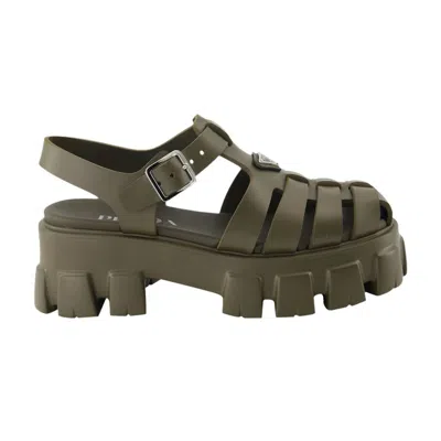 Pre-owned Prada Wmns Foam Rubber Sandal 'military' | Green | Women's Size 2