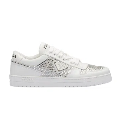 Pre-owned Prada Wmns Leather Sneaker 'crystals - White' | Women's Size 37.5