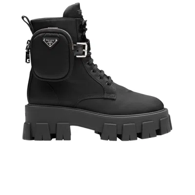 Pre-owned Prada Wmns Monolith Pouch Lace-up Boot 'black' | Women's Size 3.5