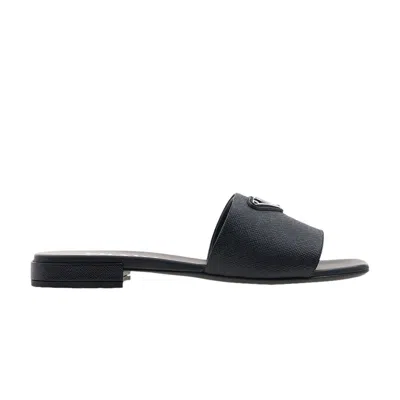 Pre-owned Prada Wmns Saffiano Leather Slides 'black' | Women's Size 3