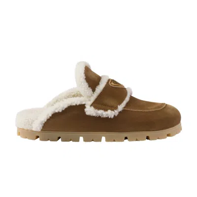 Pre-owned Prada Wmns Shearling Slipper 'cinnamon' | Tan | Women's Size 3