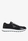 Prada Prax 01 Re-nylon And Brushed Leather Sneakers In Black