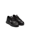 Prada Lace Up Sneakers Suede Panels In Black