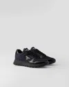 Prada Lace Up Sneakers Suede Panels In Blue/black