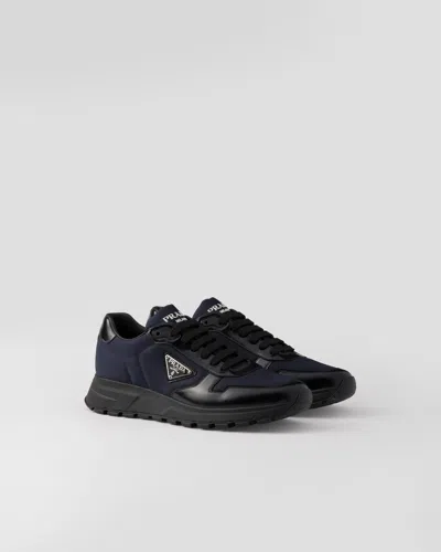 PRADA PRAX 01 RE-NYLON AND BRUSHED LEATHER SNEAKERS
