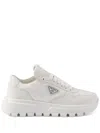 Prada Triangle-logo Lace-up Sneakers In White
