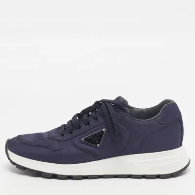 Pre-owned Prada Prax 01 Size 43 Blue Nylon Lace Up Sneakers