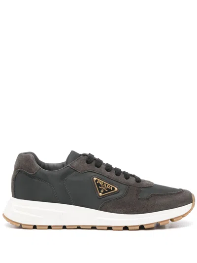 Prada Sporty Grey Sneakers With Textured Elements