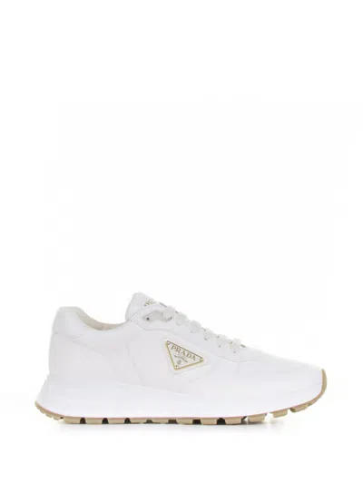 Prada Prax 01 Sneakers In Re-nylon And Brushed Leather In White