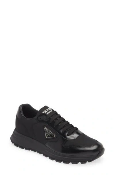 Prada Autry White Leather Medalist Sneakers In Black