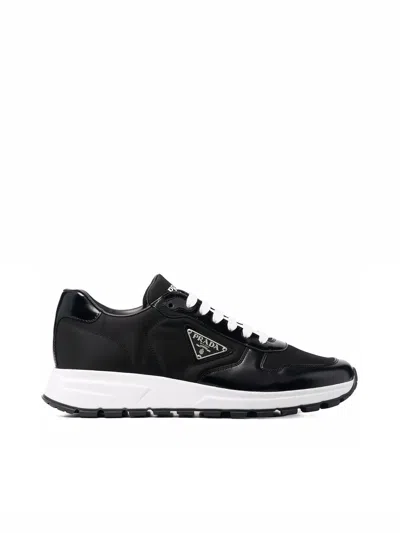 Prada Prax 1 Sneakers In Re-nylon And Brushed Leather In Black