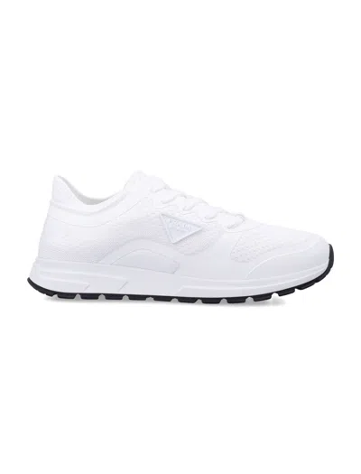Prada Prax 2.0 Knit Fabric Sneakers In White